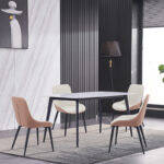 Chair Komme beige-brown pu with black metal leg 49x57x84cm - Слика 2
