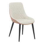 Стол Комме беж-кафеава пу со црна метална ногарка 49x57x84 см