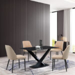 Chair Onyer brown-grey pu with black metal leg 48x60x83cm - Слика 2