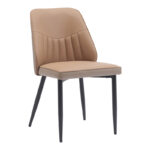 Стол Onyer кафеаво-сива PU со црна метална ногарка 48x60x83 см