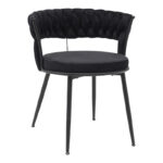 Стол Алкиа во црн кадифе со црна метална ногарка 60x57x68 см