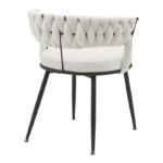 Chair Alkia in cream velvet with black metal leg 60x57x68cm - Слика 2