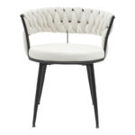 Chair Alkia in cream velvet with black metal leg 60x57x68cm - Слика 4
