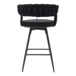 Roating bar stool Alkia in black velvet with black metal legs 58x55x90cm - Image 5
