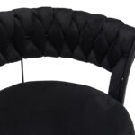 Roating bar stool Alkia in black velvet with black metal legs 58x55x90cm - Image 6