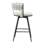 Roating bar stool Alkia in beige velvet with black metal legs 58x55x90cm - Image 3
