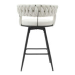 Roating bar stool Alkia in beige velvet with black metal legs 58x55x90cm - Image 5