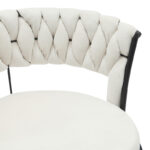 Roating bar stool Alkia in beige velvet with black metal legs 58x55x90cm - Image 6