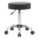 Office-work stool with wheels Uficio pu in black shade 46x42x48-64cm - Image 2