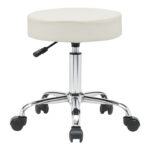 Office-work stool with wheels Uficio pu in white shade 46x42x48-64cm - Слика 2