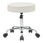 Office-work stool with wheels Uficio pu in white shade 46x42x48-64cm - Слика 3