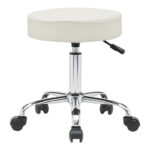 Office-work stool with wheels Uficio pu in white shade 46x42x48-64cm - Слика 4