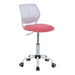 Kid's office chair Kador fabric mesh in pink-white color 52x52x72-84cm - Image 3