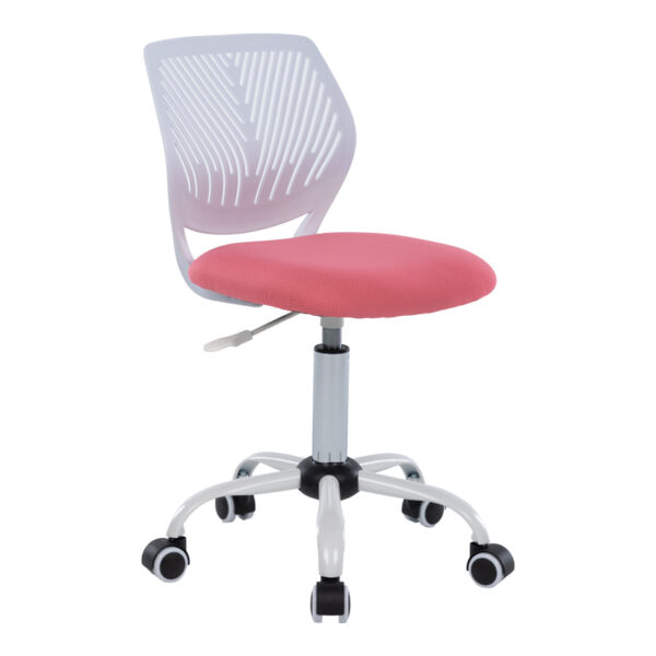 Детска канцелариска столица Kador од платнена мрежа во розово-бела боја 52x52x72-84 см