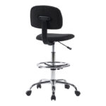 Icina fabric reception chair on wheels in black shade 58x54x102-123cm - Image 2
