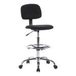 Icina fabric reception chair on wheels in black shade 58x54x102-123cm