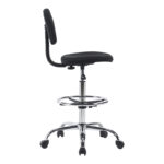 Icina fabric reception chair on wheels in black shade 58x54x102-123cm - Image 3