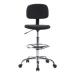 Icina fabric reception chair on wheels in black shade 58x54x102-123cm - Image 4