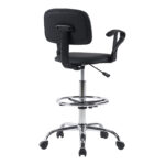 Icina Ι pu reception chair on wheels in black shade 58x54x102-123cm - Image 2