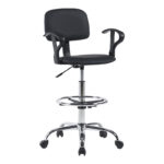 Icina Ι pu reception chair on wheels in black shade 58x54x102-123cm