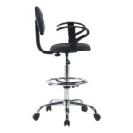 Icina Ι pu reception chair on wheels in black shade 58x54x102-123cm - Image 3