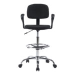 Icina Ι fabric reception chair on wheels in black shade 58x54x102-123cm - Слика 5