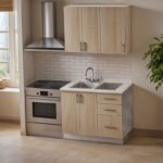 Festa I kitchen unit melamine in sonoma color and kitchen counter in light grey color 100x60x85cm - Image 2