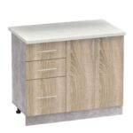 Festa I kitchen unit melamine in sonoma color and kitchen counter in light grey color 100x60x85cm - Image 3