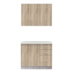 Festa I kitchen unit melamine in sonoma color and kitchen counter in light grey color 100x60x85cm - Image 5