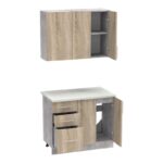 Festa I kitchen unit melamine in sonoma color and kitchen counter in light grey color 100x60x85cm - Image 6