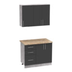Festa I kitchen unit melamine in dark grey and sonoma color workbench 100x60x85cm