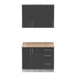 Festa I kitchen unit melamine in dark grey and sonoma color workbench 100x60x85cm - Image 5