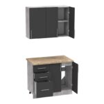 Festa I kitchen unit melamine in dark grey and sonoma color workbench 100x60x85cm - Image 6