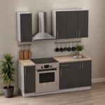 Festa II kitchen unit melamine in dark grey and workbench sonoma color 120x60x85cm - Image 2