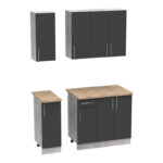 Festa II kitchen unit melamine in dark grey and workbench sonoma color 120x60x85cm