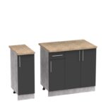 Festa II kitchen unit melamine in dark grey and workbench sonoma color 120x60x85cm - Image 3