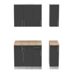 Festa II kitchen unit melamine in dark grey and workbench sonoma color 120x60x85cm - Image 5