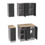 Festa II kitchen unit melamine in dark grey and workbench sonoma color 120x60x85cm - Image 6