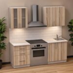 Festa ΙII kitchen unit melamine in sonoma  and workbench in light grey color 140x60x85cm - Image 2