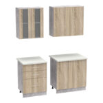 Festa ΙII kitchen unit melamine in sonoma  and workbench in light grey color 140x60x85cm