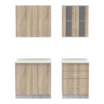 Festa ΙII kitchen unit melamine in sonoma  and workbench in light grey color 140x60x85cm - Image 5