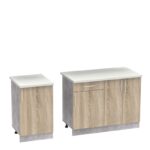 Festa ΙV kitchen unit melamine in sonoma  and workbench in light grey color 160x60x85cm - Image 3