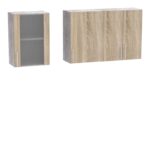 Festa ΙV kitchen unit melamine in sonoma  and workbench in light grey color 160x60x85cm - Image 4
