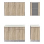 Festa ΙV kitchen unit melamine in sonoma  and workbench in light grey color 160x60x85cm - Image 5