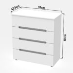 Chest of drawers Afina mdf in white glossy color 90x44x101cm - Слика 6