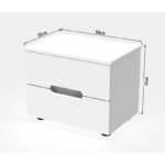 Afina bedside table mdf in white glossy color 50x35x41cm - Слика 6