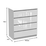 Chest of drawers Dicama mdf in white color 90x47x101cm - Слика 4