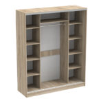 Aparador two-leaf sliding wardrobe with mirror in sonoma color 180x60x220cm - Image 2