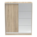 Aparador two-leaf sliding wardrobe with mirror in sonoma color 180x60x220cm - Image 3