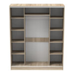 Aparador two-leaf sliding wardrobe with mirror in sonoma color 180x60x220cm - Image 4